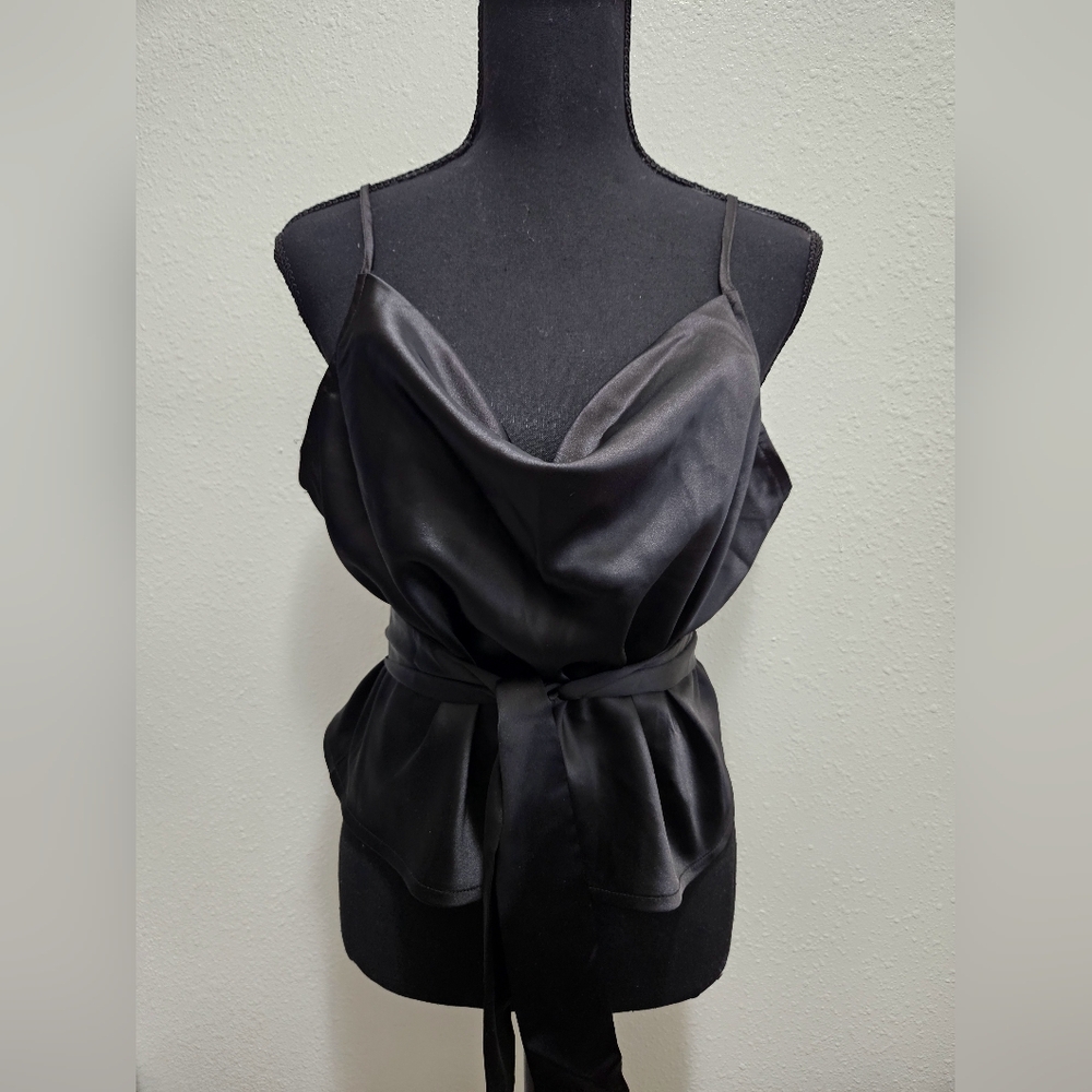 FASHION NOVA Black Satin Women's Top